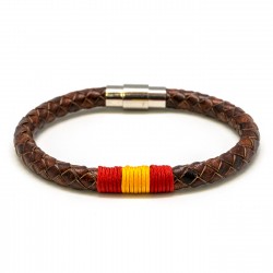 PULSERA  FORTUNE PIEL CON BANDERA DE ESPAÑA